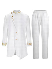 Men's Casual Long-sleeved Two-piece Suit, Mid-length Top And Trousers