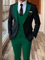 Men's 3pcs Suit Color Block Wedding Formal Party Events Tuxedo Suit Elegant Casual Working Business Suit 34S 36S 38S 40R 42R 44R 12.15gal