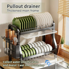 1pc Large Capacity Dish Drying Rack - Rustproof Multi-Layer Dish Drainer With Spacious Storage - Perfect For Kitchen Countertops & Cabinets - Organize Plates, Bowls, Utensils, And More! SHOWLU FASHION STORE