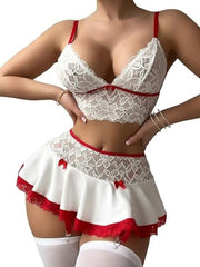 Seductive Lace and Milk Contrast Lace Set, White, Sizes S-XL, Elegant Lace Detailing, Soft and Comfortable, Perfect for Special Evenings and Intimate Moments SHOWLU FASHION STORE