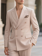 2pcs Men'S Tailored Suit with Notched Lapel & Matching Vest - Slim Fit Formal Wedding & Party Coat, Solid Color Long Sleeve with Pockets, Black/Brown/Beige, Wedding Attire, Sophisticated Style, Notched Lapel Design