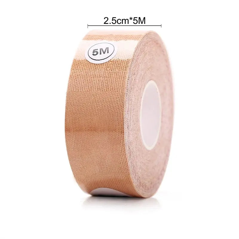 A 5M roll of beige breast lift tape, measuring 2.5cm wide and 5m long, from the "1 Roll 5M Women Breast Nipple Covers Push Up Bra Body Invisible Breast Lift Tape" line—perfect with adhesive bras or nipple covers.