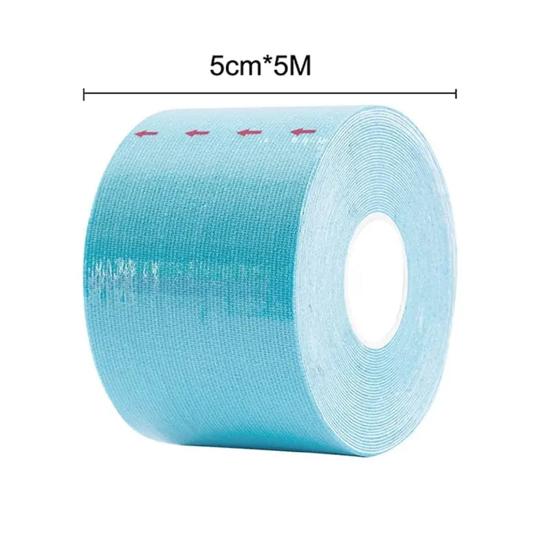 The 1 Roll 5M Women Breast Nipple Covers Push Up Bra Body Invisible Breast Lift Tape is a blue, 5cm x 5m adhesive tape with red arrows that's perfect for use with nipple covers, adhesive bras, or as a breast lift solution.