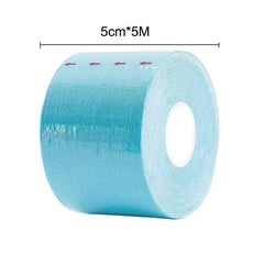The 1 Roll 5M Women Breast Nipple Covers Push Up Bra Body Invisible Breast Lift Tape is a blue, 5cm x 5m adhesive tape with red arrows that's perfect for use with nipple covers, adhesive bras, or as a breast lift solution.