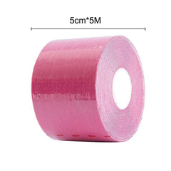 A 1 Roll 5M Women Breast Nipple Covers Push Up Bra Body Invisible Breast Lift Tape is shown upright with its pink adhesive tape visible. "5cm*5M" appears above the roll.