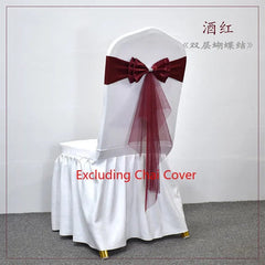 10 50pcs Spandex Chair Sashes with Gauze Wedding Lycra Chair Band Stretch Chair Bows For Banquet Party Event Decoration Supplies - SHOWLU FASHION STORE