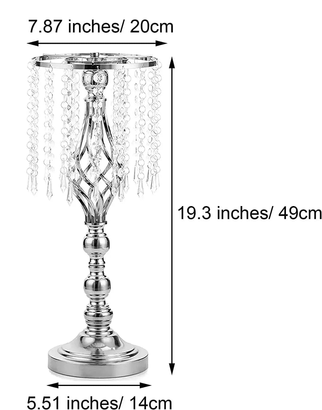 Showlu Fashion Store Silver 49 cm high 10 Pcs Gold Vase for Wedding Centerpieces Table Decorations with Chandelier Crystals, Flower Vase, Wedding Metal Flower Stand
