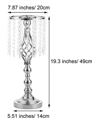 Showlu Fashion Store Silver 49 cm high 10 Pcs Gold Vase for Wedding Centerpieces Table Decorations with Chandelier Crystals, Flower Vase, Wedding Metal Flower Stand