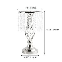 Showlu Fashion Store Silver 40 cm high 10 Pcs Gold Vase for Wedding Centerpieces Table Decorations with Chandelier Crystals, Flower Vase, Wedding Metal Flower Stand