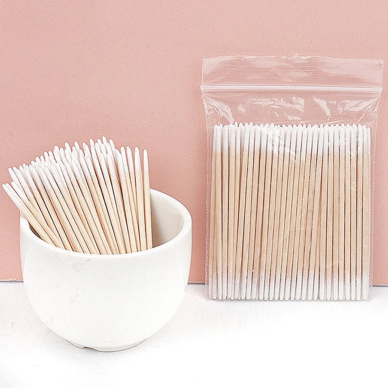 100/300 Pcs Disposable Ultra - small Cotton Swab Brush Lint Free Micro Wood Makeup Brushes Eyelash Extension Glue Removing Tools - SHOWLU FASHION STORE