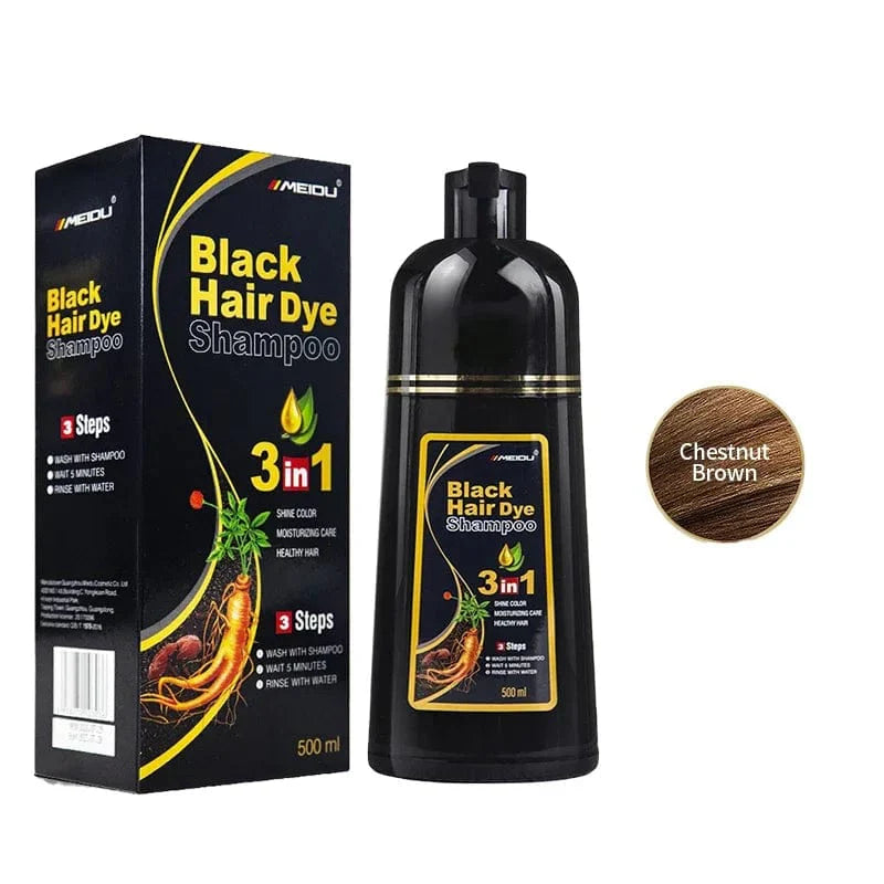 100ml/500ml Hair Dye Shampoo 3in1 Darkening Hairs Instant Gray To Black Polygonum Multiflorum Natural Coloing Cover for Women - SHOWLU FASHION STORE