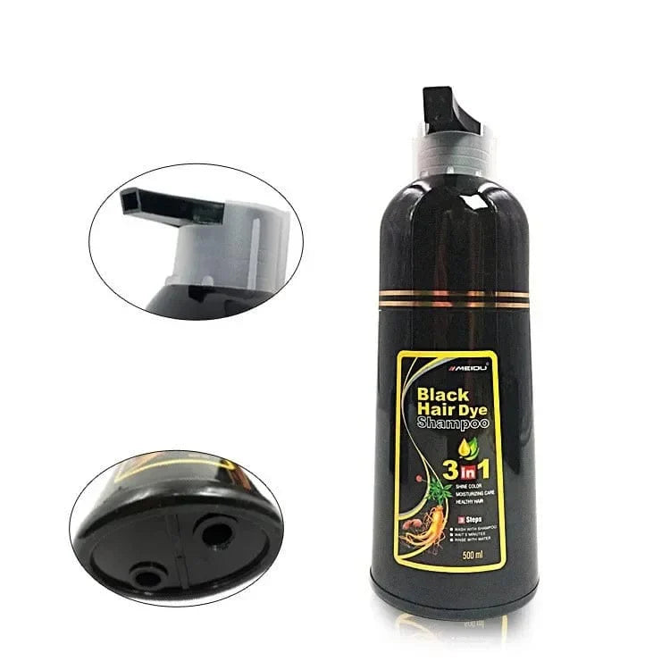 100ml/500ml Hair Dye Shampoo 3in1 Darkening Hairs Instant Gray To Black Polygonum Multiflorum Natural Coloing Cover for Women - SHOWLU FASHION STORE