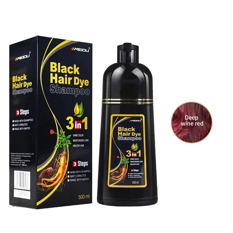 100ml/500ml Hair Dye Shampoo 3in1 Darkening Hairs Instant Gray To Black Polygonum Multiflorum Natural Coloing Cover for Women - SHOWLU FASHION STORE
