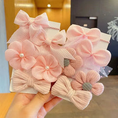 Showlu Fashion Store 0 A-06 10Pcs/Set Big Bow Flower Elastic Hairbands Children Girls Sweet Hair Ties Fashion Headbands Hair Accessories Rubber Band For Kid