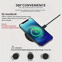 10W Wireless Charger Pad Stand Desktop Ultra - thin Mobile Phone Fast Charging Dock Station For iPhone 14 13 12 11 Samsung Xiaomi - SHOWLU FASHION STORE