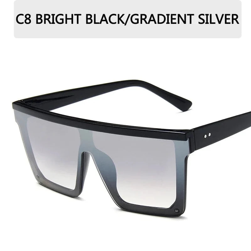 15 colors Flat Top Sunglasses Men Women Brand Designer Square Shades Gradient Sun Glasses Men Cool One Piece UV400 Mirror - SHOWLU FASHION STORE
