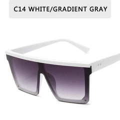 15 colors Flat Top Sunglasses Men Women Brand Designer Square Shades Gradient Sun Glasses Men Cool One Piece UV400 Mirror - SHOWLU FASHION STORE