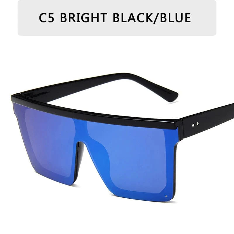 15 colors Flat Top Sunglasses Men Women Brand Designer Square Shades Gradient Sun Glasses Men Cool One Piece UV400 Mirror - SHOWLU FASHION STORE