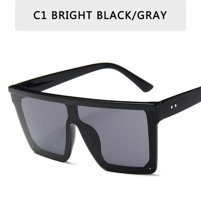 15 colors Flat Top Sunglasses Men Women Brand Designer Square Shades Gradient Sun Glasses Men Cool One Piece UV400 Mirror - SHOWLU FASHION STORE