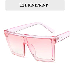 15 colors Flat Top Sunglasses Men Women Brand Designer Square Shades Gradient Sun Glasses Men Cool One Piece UV400 Mirror - SHOWLU FASHION STORE