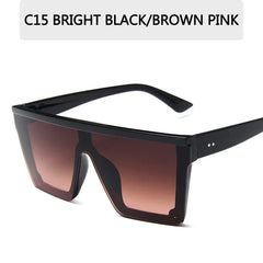 15 colors Flat Top Sunglasses Men Women Brand Designer Square Shades Gradient Sun Glasses Men Cool One Piece UV400 Mirror - SHOWLU FASHION STORE