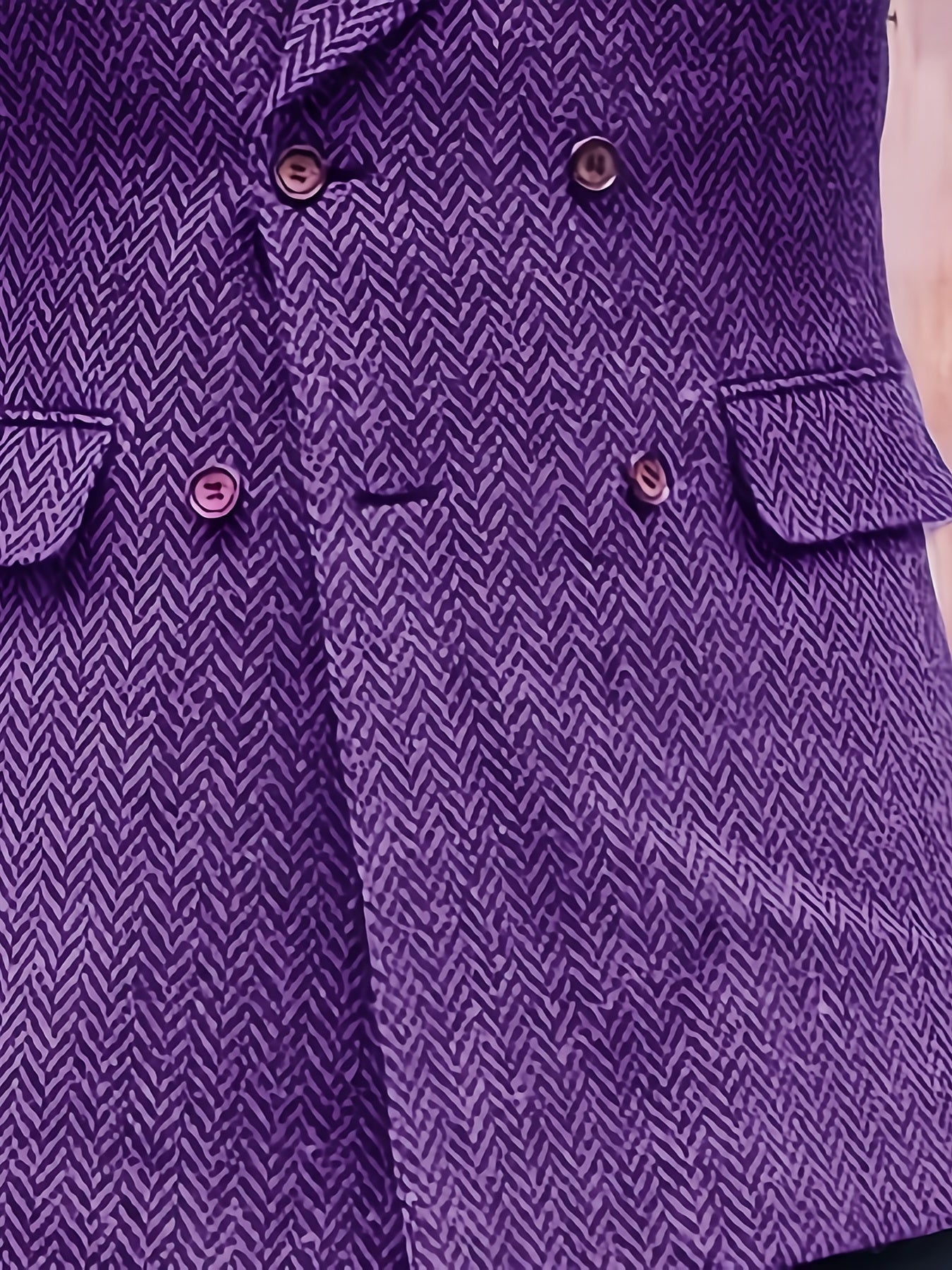 Retro Lapel Collar Herringbone Pattern Double-breasted Blazer SHOWLU FASHION STORE