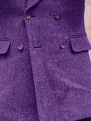 Retro Lapel Collar Herringbone Pattern Double-breasted Blazer SHOWLU FASHION STORE