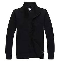 A black long-sleeved medical jacket with a front zipper and a high collar.