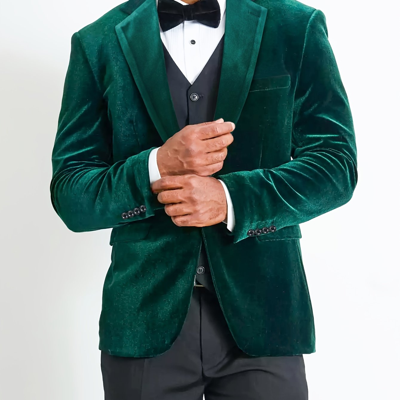 Men's Elegant Velvet Blazer - Royal Blue, Long Sleeve, Double-Breasted with Pockets, Notched Lapel, Perfect for Fall and Winter Formal Events SHOWLU FASHION STORE