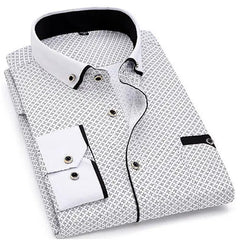 2019 Men Fashion Casual Long Sleeved Printed shirt Slim Fit Male Social Business Dress Shirt Brand Men Clothing Soft Comfortable - SHOWLU FASHION STORE