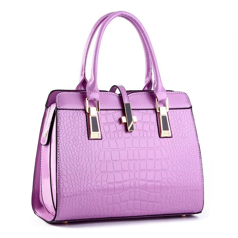 Showlu Fashion Store Purple 2020 Fashion crocodile ladies shoulder bags vintage PU purse Korea hand bag women leather handbags