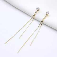 Showlu Fashion Store 0 817gold 2020 Korean Long Statement Geometric Triangle Tassel Dangle Drop Earrings For Women Earrings Fashion Jewelry Oorbellen Brincos