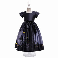 2021Halloween Dress For Kids Baby Girl Frocks Black Cosplay Princess Ball Gown Kid Girls Dresses With Free Hat - SHOWLU FASHION STORE