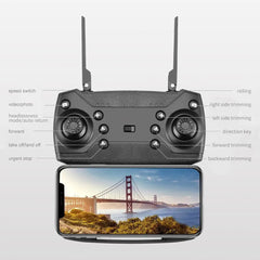 The 2022 E88Pro RC Drone 4K Professional remote controller is shown above a smartphone featuring a wide-angle HD aerial view of the Golden Gate Bridge, captured by its foldable WIFI FPV camera under sunny skies.