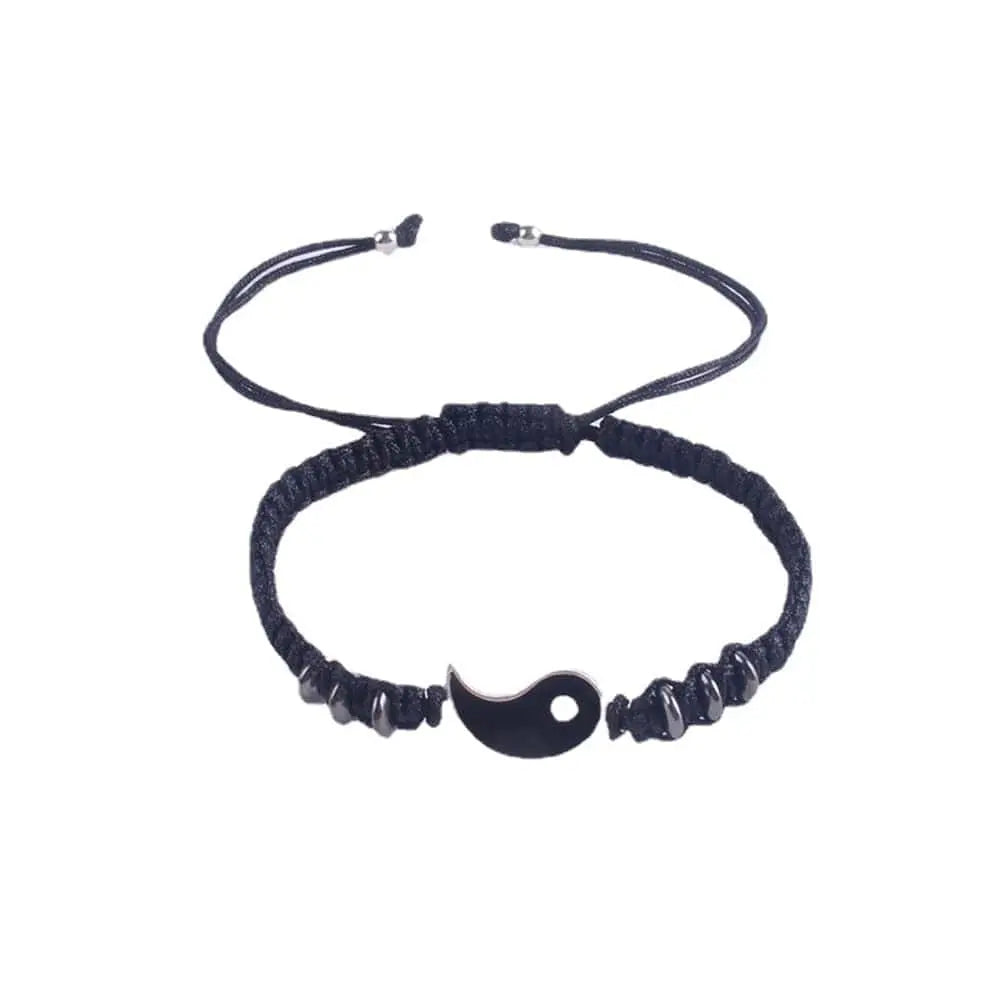 The 2022 New Best Friend Bracelets for 2 are matching yin-yang adjustable cord bracelets—perfect for BFFs, couples, or your jewelry collection. Each features a central charm and black beads, symbolizing friendship or relationships.