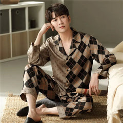 Showlu Fashion Store 2023 Fashion Design Gingham Family Mens Sleepwear Homewear Luxury Contrast Color Urban Leisure Comfortable Pajama Set