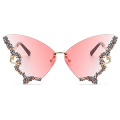 2023 Internet Celebrity Diamond Butterfly Sunglasses Women's Fashionable Korean Style Elegant Square round Face Slim Looking Street Shot UV - Proof Sunglasses - SHOWLU FASHION STORE