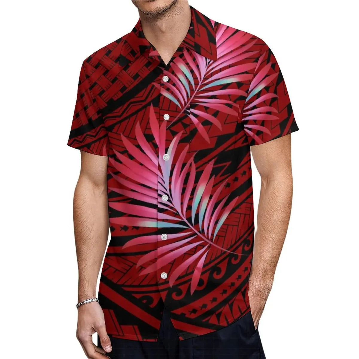 2023 New Custom Logo Big People Men Button Aloha Shirts And Women Mermaid Dress Hawaii Polynesian Personality Couple Suit - SHOWLU FASHION STORE