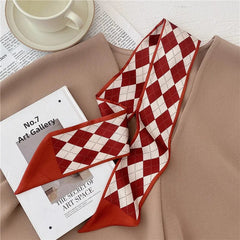 2023 New Fashion Silk Scarf Hair Band Long Ribbon Bow Korean Printing Letter Hair Scarf Women Ponytail Holder Hair Accessories - SHOWLU FASHION STORE