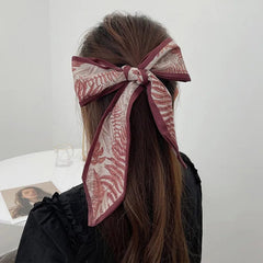 2023 New Fashion Silk Scarf Hair Band Long Ribbon Bow Korean Printing Letter Hair Scarf Women Ponytail Holder Hair Accessories - SHOWLU FASHION STORE