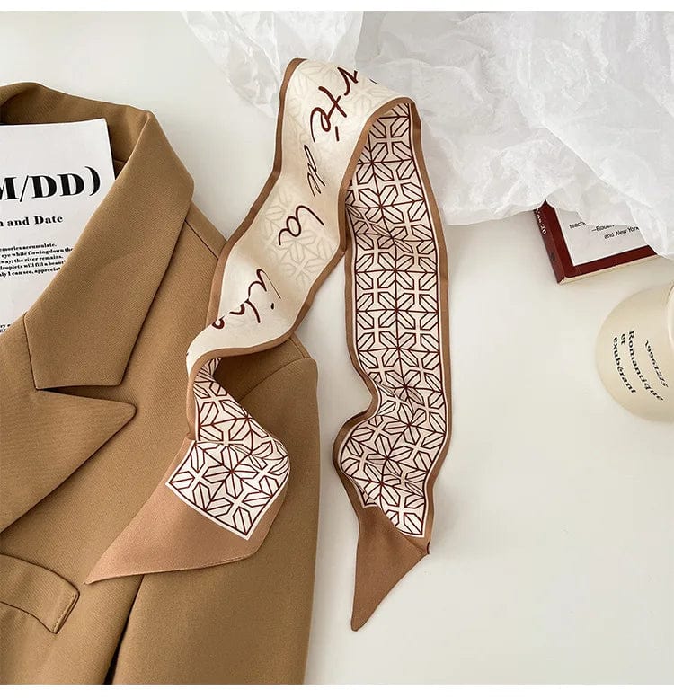 2023 New Fashion Silk Scarf Hair Band Long Ribbon Bow Korean Printing Letter Hair Scarf Women Ponytail Holder Hair Accessories - SHOWLU FASHION STORE