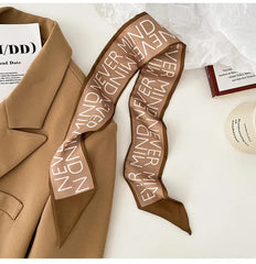 2023 New Fashion Silk Scarf Hair Band Long Ribbon Bow Korean Printing Letter Hair Scarf Women Ponytail Holder Hair Accessories - SHOWLU FASHION STORE