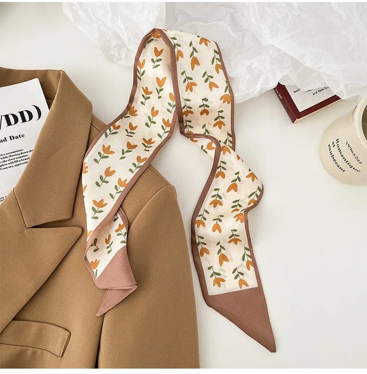 2023 New Fashion Silk Scarf Hair Band Long Ribbon Bow Korean Printing Letter Hair Scarf Women Ponytail Holder Hair Accessories - SHOWLU FASHION STORE