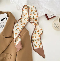 2023 New Fashion Silk Scarf Hair Band Long Ribbon Bow Korean Printing Letter Hair Scarf Women Ponytail Holder Hair Accessories - SHOWLU FASHION STORE