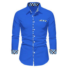 2023 New Men's Business Casual Solid Color Spliced Long Sleeve Polo Shirt Outdoor Play Comfortable Soft Fabric Men's Top S - 6XL - SHOWLU FASHION STORE
