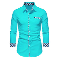 2023 New Men's Business Casual Solid Color Spliced Long Sleeve Polo Shirt Outdoor Play Comfortable Soft Fabric Men's Top S - 6XL - SHOWLU FASHION STORE