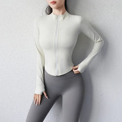 2023 New yoga coat short sports jacket women's fitness clothes slimming body sculpting zipper yoga jacket - SHOWLU FASHION STORE