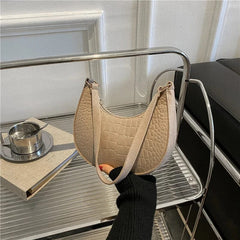 2024 New Alligator Pattern Shoulder Bags For Women Small Handle Underarm Bag Clutch Crescent Saddle Bag Handbag Dumplings Bag - SHOWLU FASHION STORE