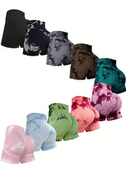 2024 Summer New 12 Color Sexy Tie Dye Shorts Woman Fitness Seamless Butt Lifting Shorts One Pieces Activewear Running Outdoors - SHOWLU FASHION STORE