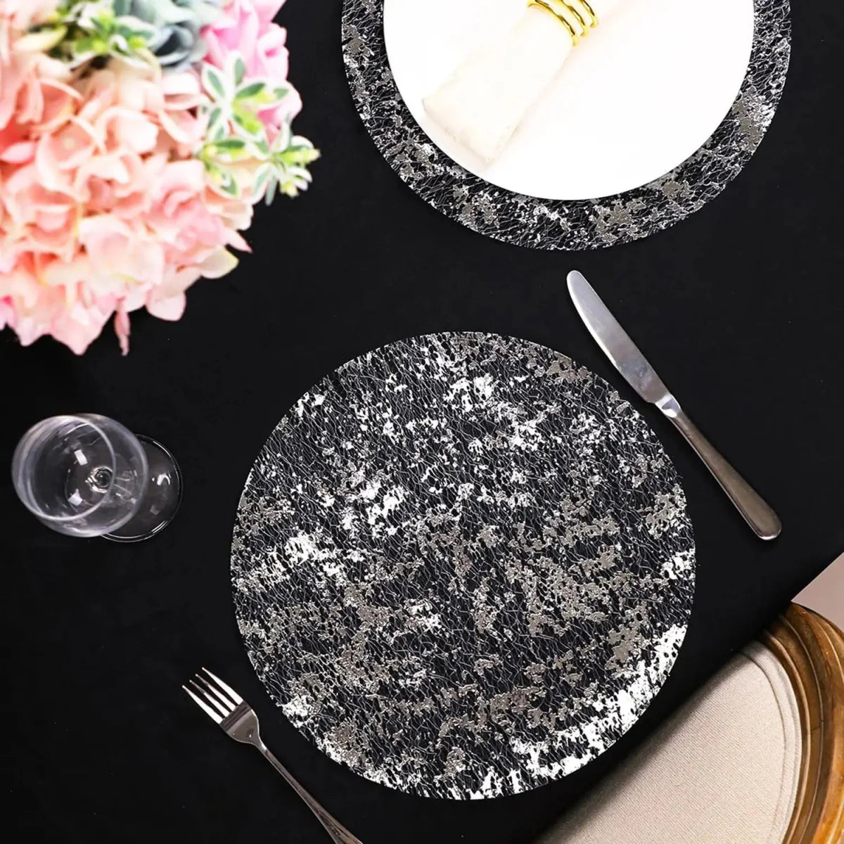 20pcs Gold Round Foil Table Mat Table Place Mats Tea Dining Tableware Mats Pads Wedding Birthday Home Party Table Decoration - SHOWLU FASHION STORE